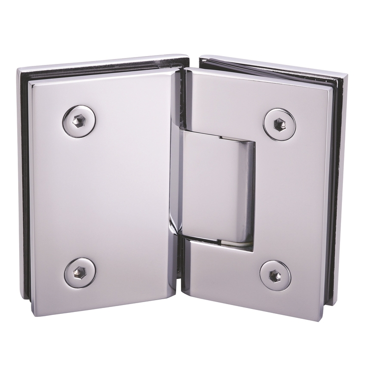 Bisagra de puerta de ducha con placa trasera corta, montaje en pared de 90 grados, latón macizo, F105