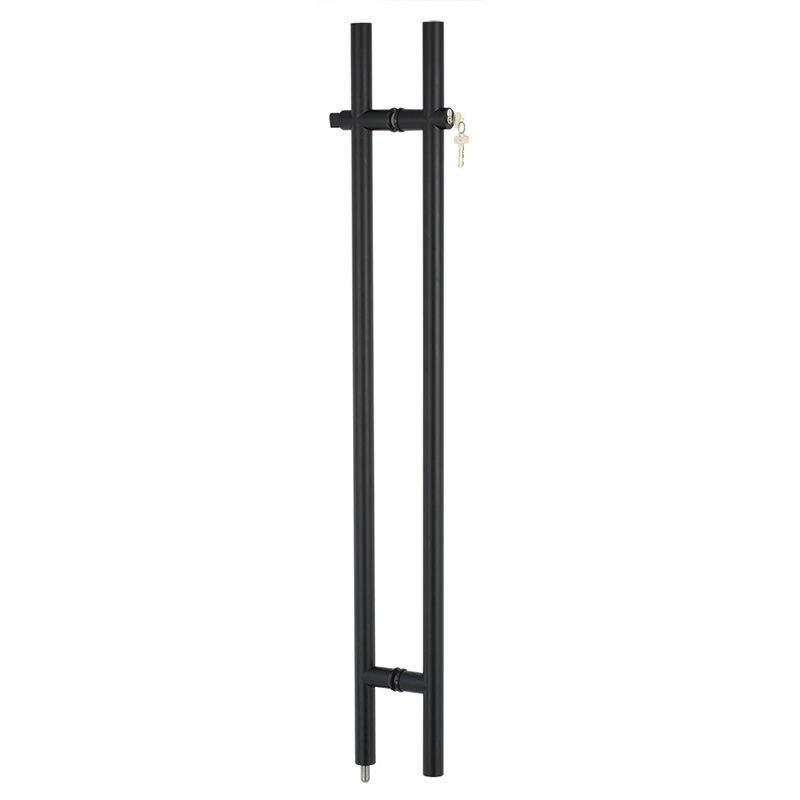 Tirador con cerradura de acero inoxidable superficie negra B504