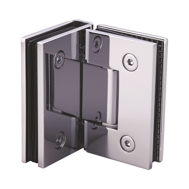 Bisagra para puerta de ducha en forma de H, placa trasera completa de montaje en pared de latón macizo de 90 grados, F106